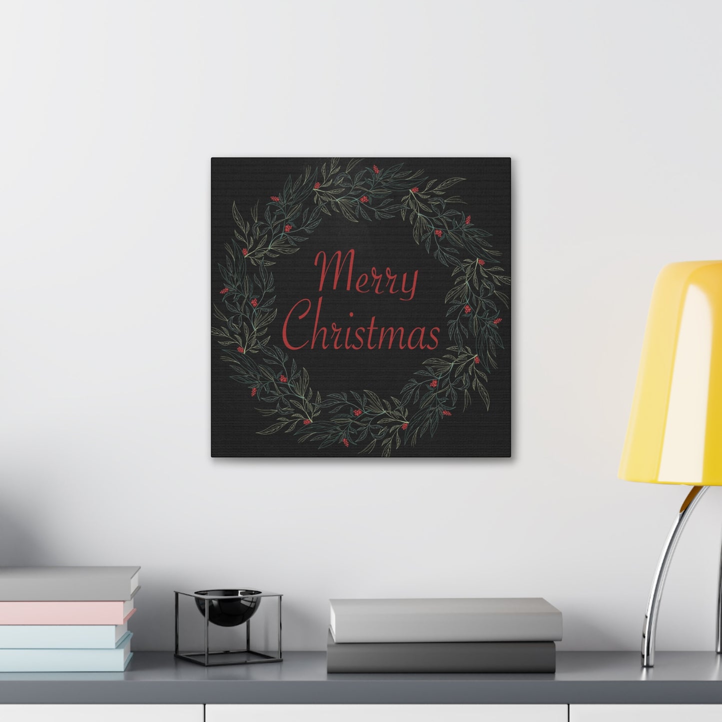 Merry Christmas Wreath Canvas Wrap