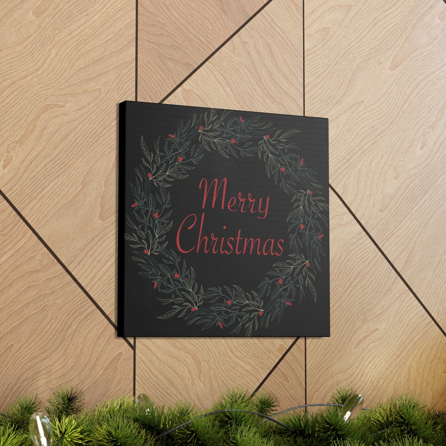 Merry Christmas Wreath Canvas Wrap