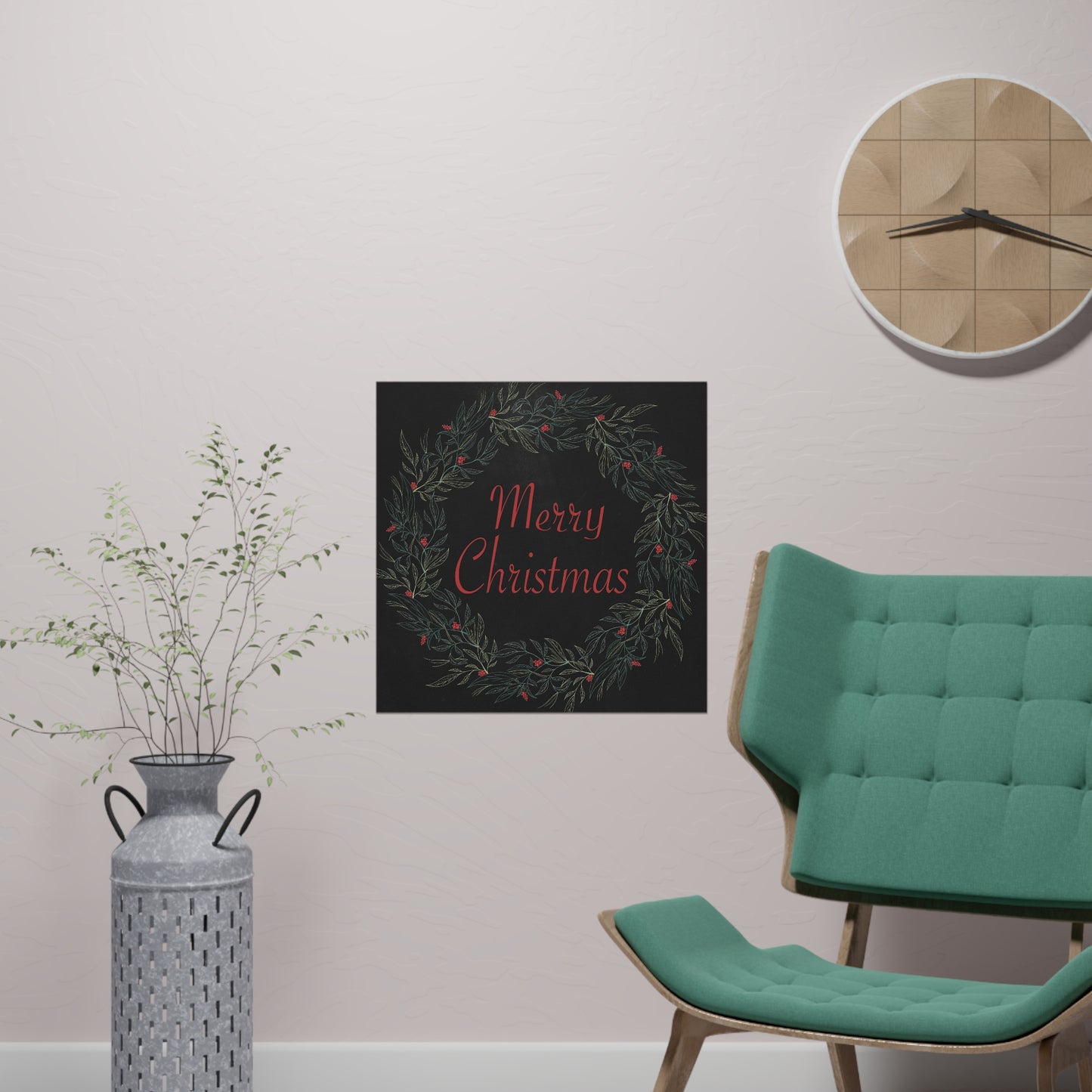 Merry Christmas Wreath Matte Print