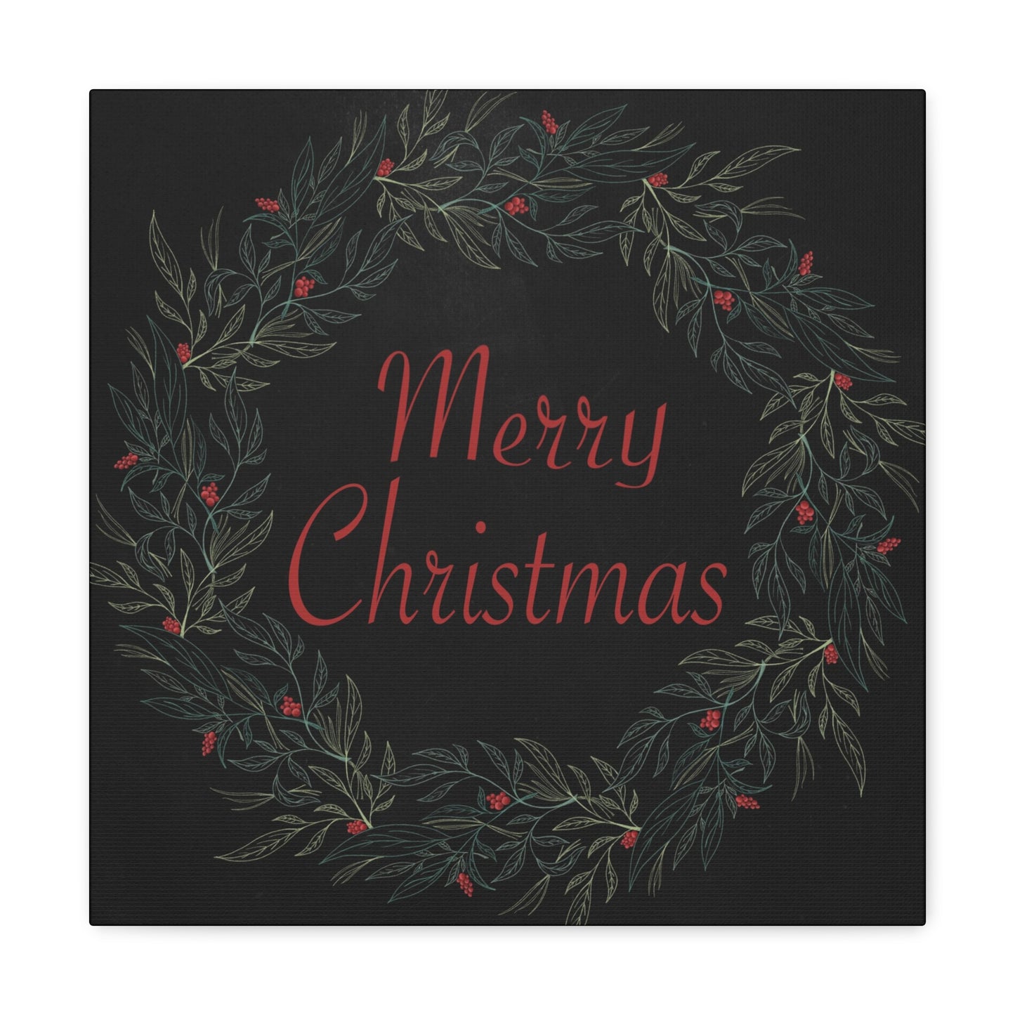 Merry Christmas Wreath Canvas Wrap