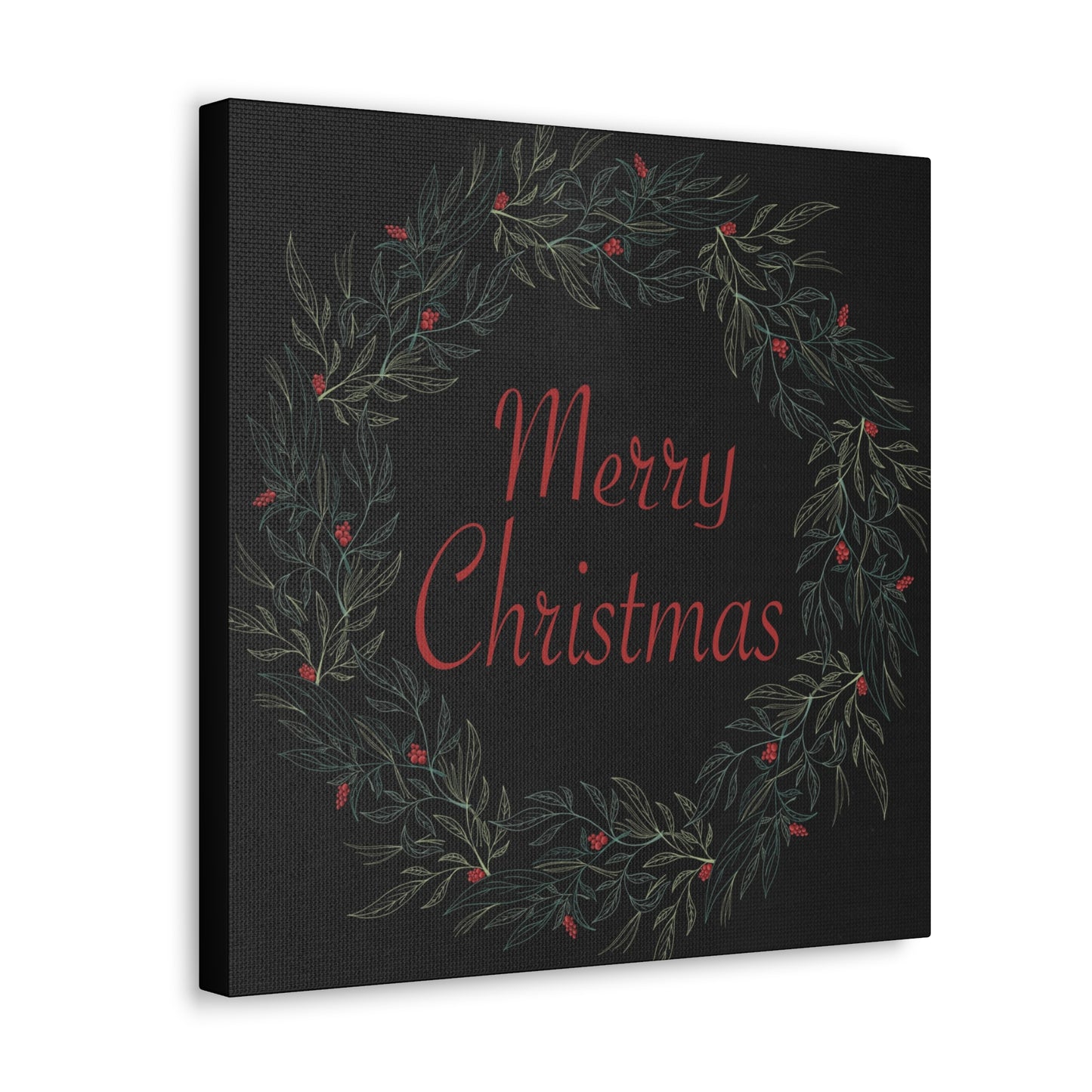 Merry Christmas Wreath Canvas Wrap