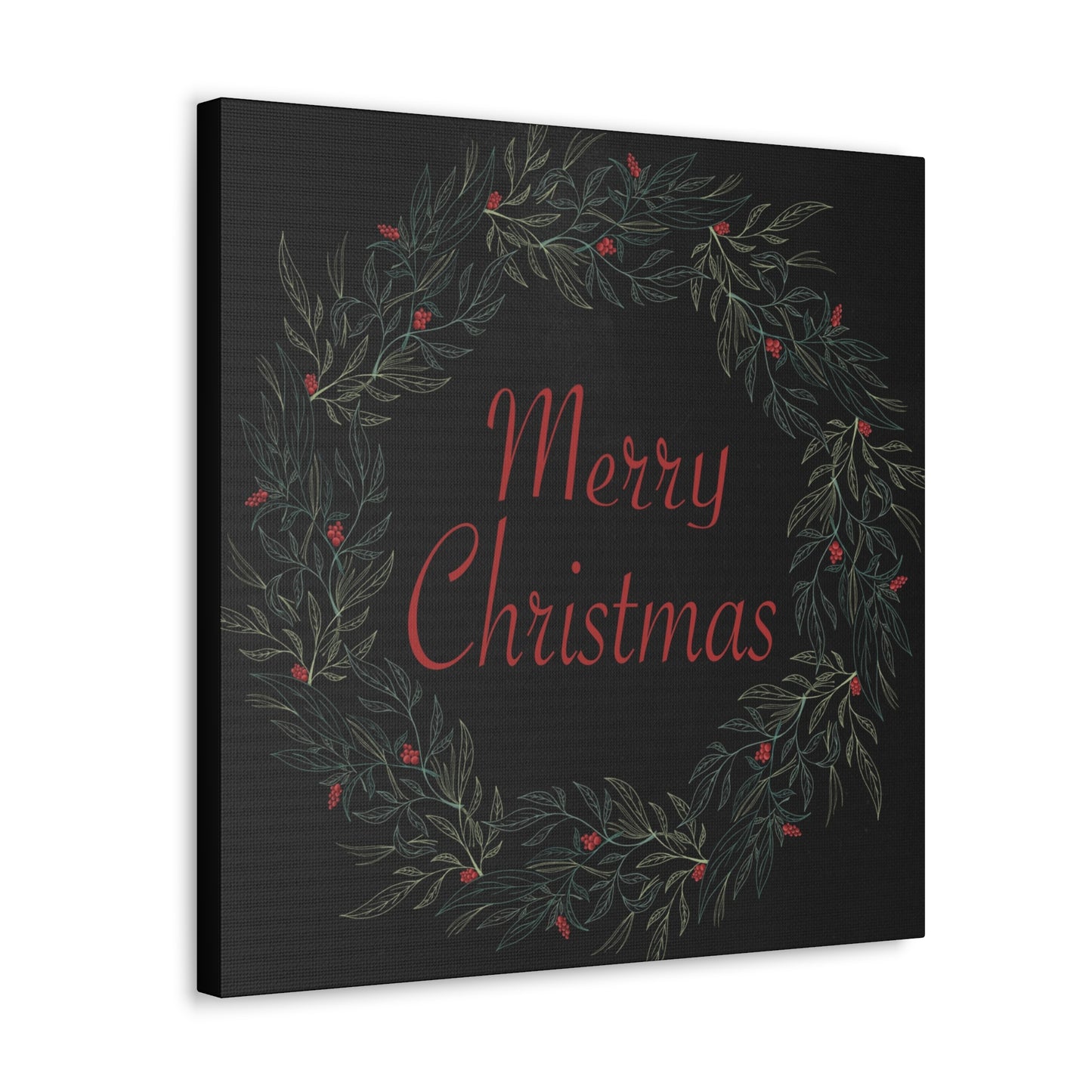 Merry Christmas Wreath Canvas Wrap