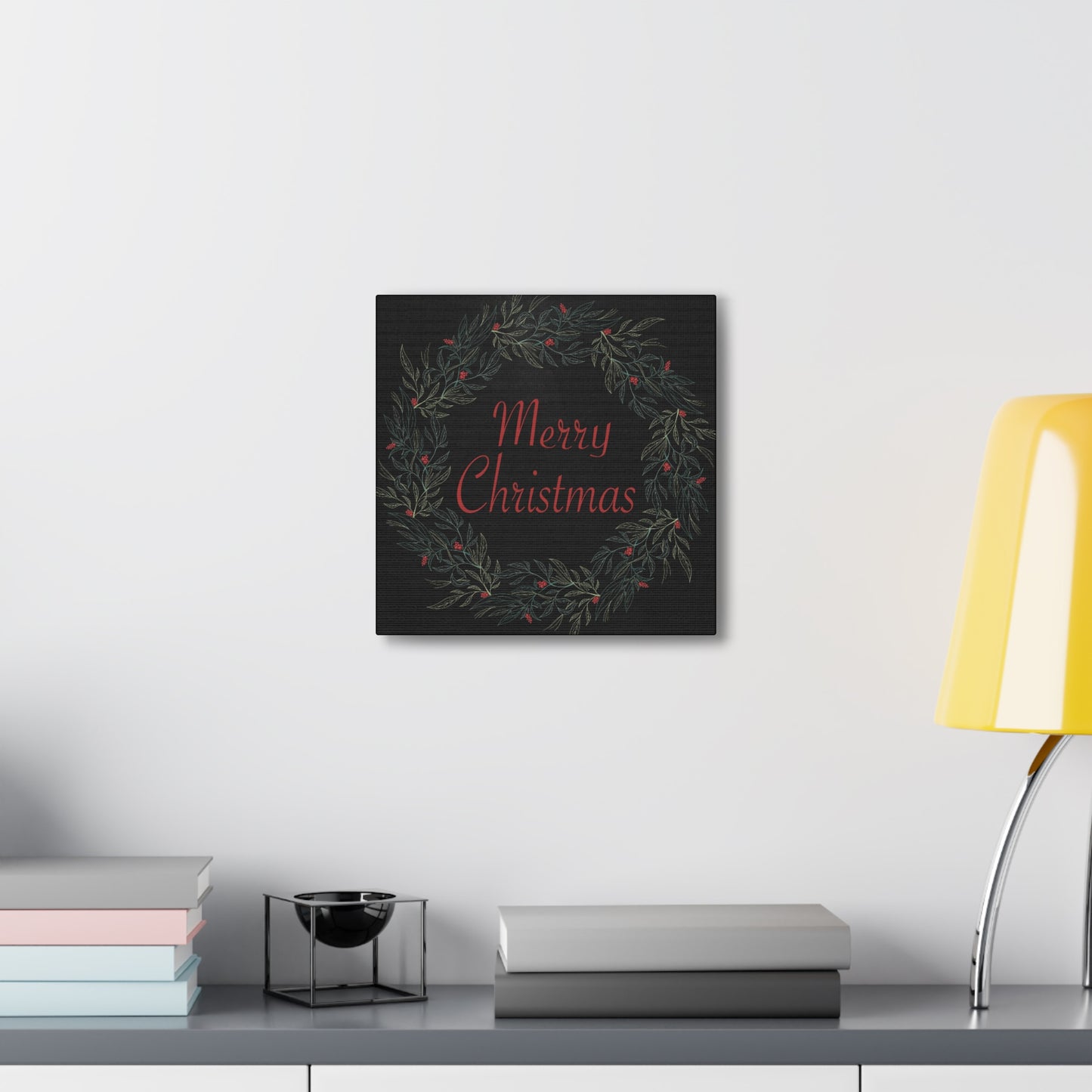 Merry Christmas Wreath Canvas Wrap