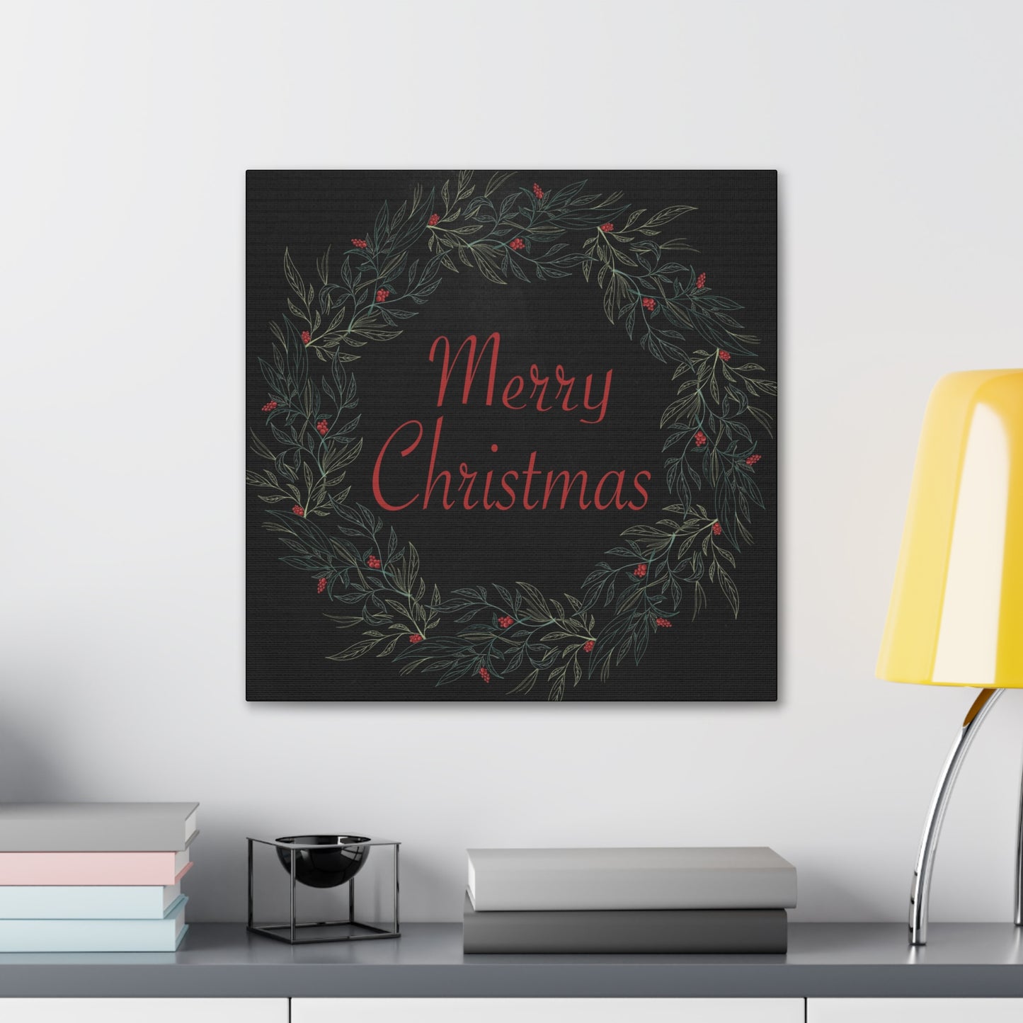 Merry Christmas Wreath Canvas Wrap