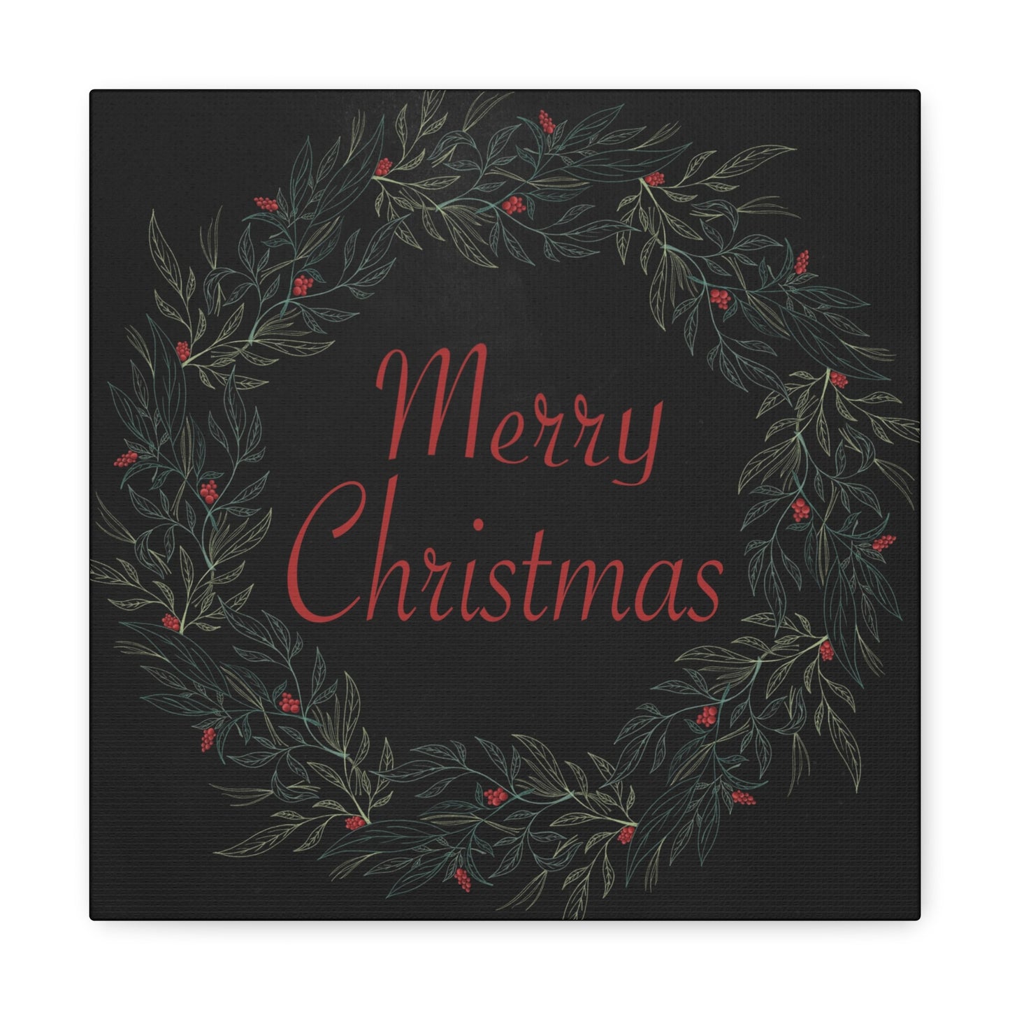 Merry Christmas Wreath Canvas Wrap