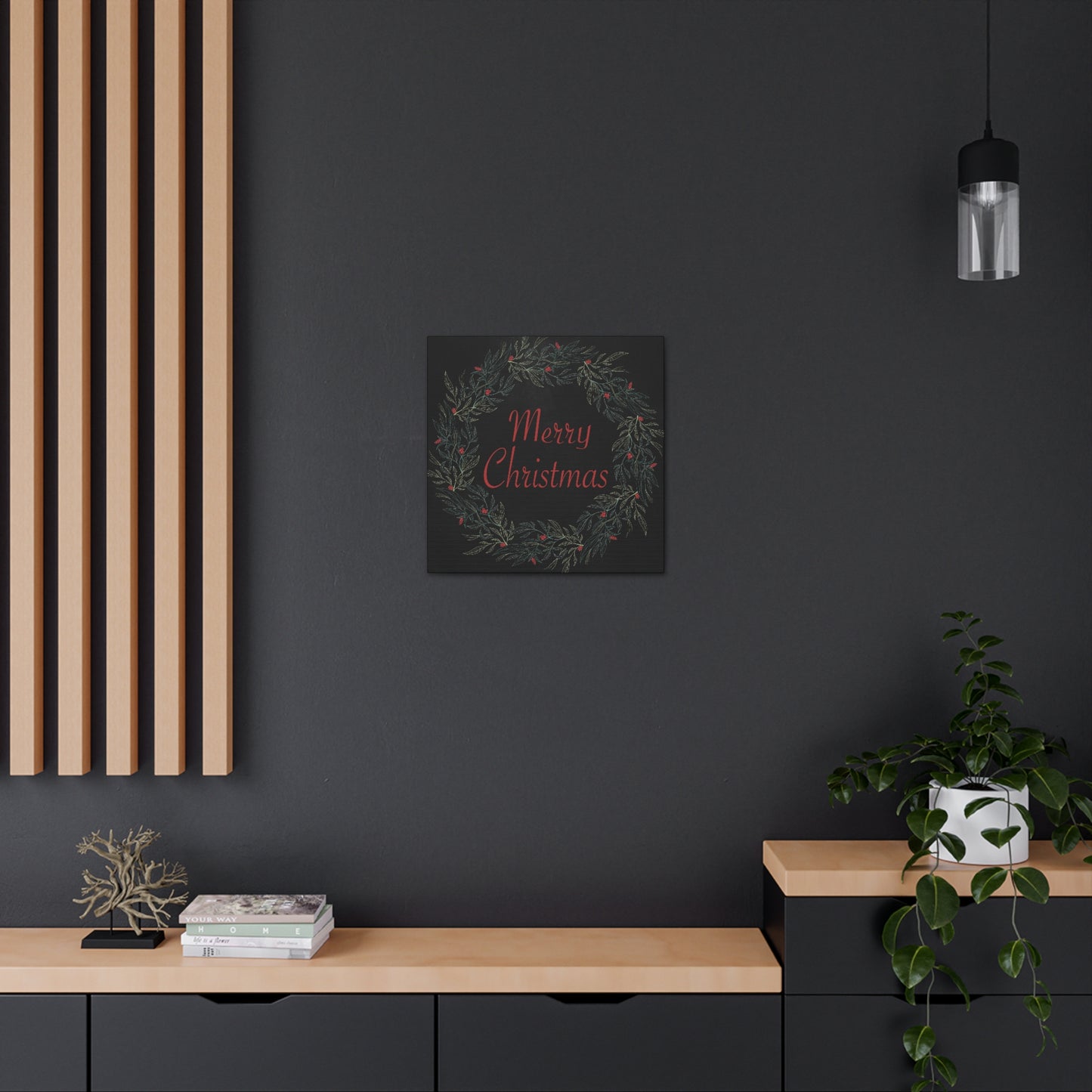 Merry Christmas Wreath Canvas Wrap