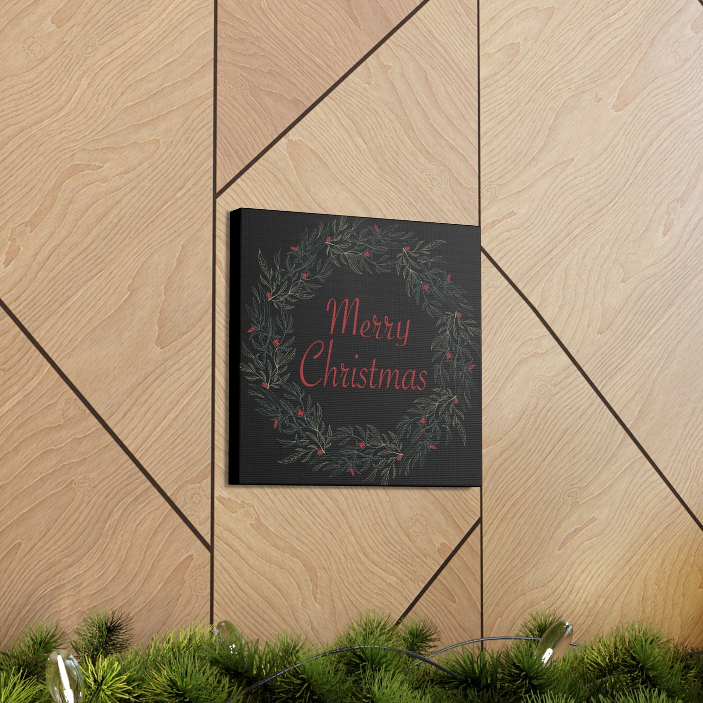 Merry Christmas Wreath Canvas Wrap